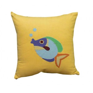 fish blowing bubbles pillow