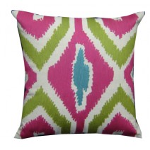 bright ikat embroidery pillow