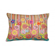 flowers and stripes pillow