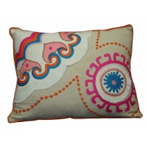 suzani  fray pillow -pink